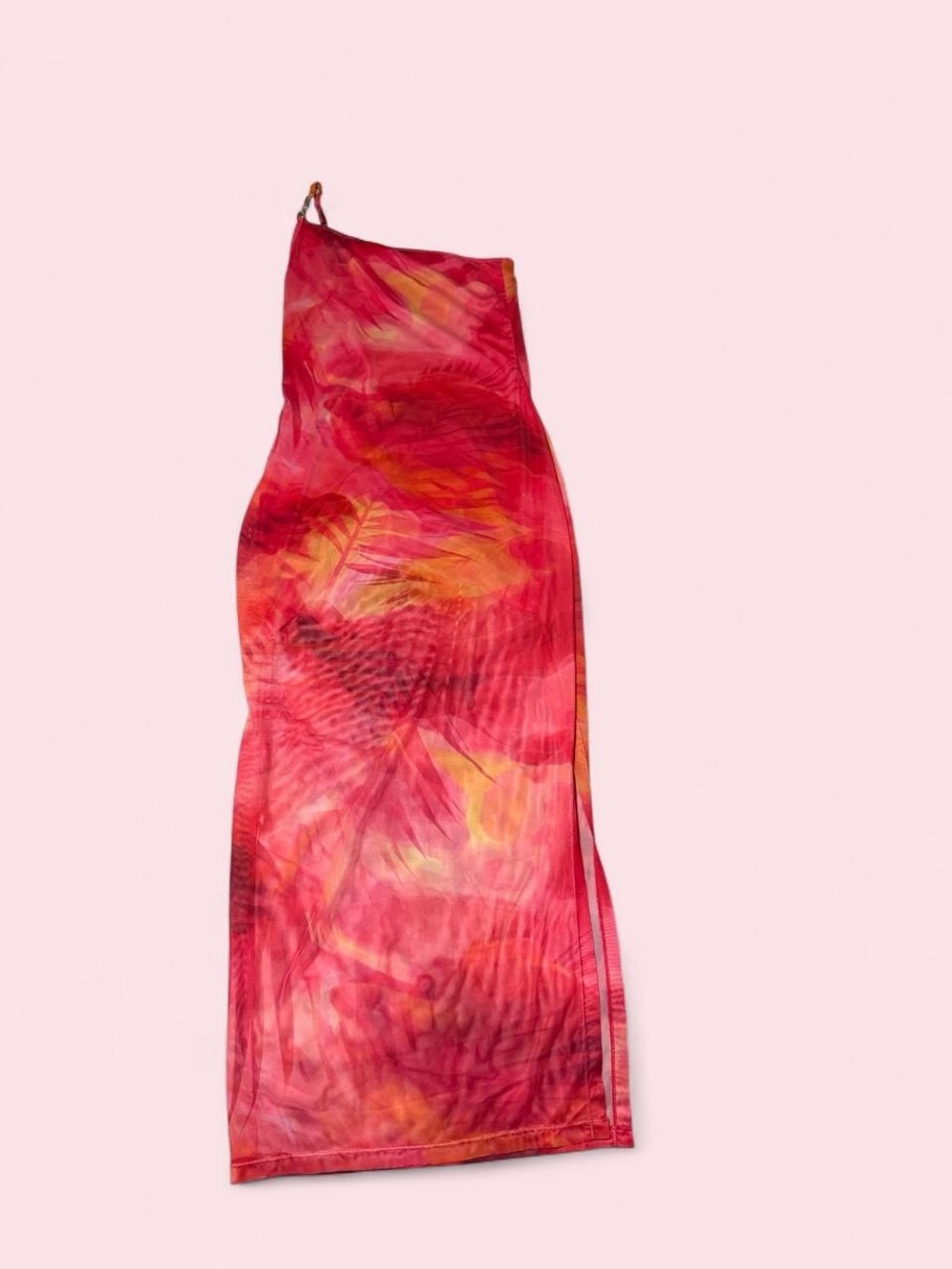 Cupshe One-Shoulder Red & Orange Tie-Dye Slip Dress
